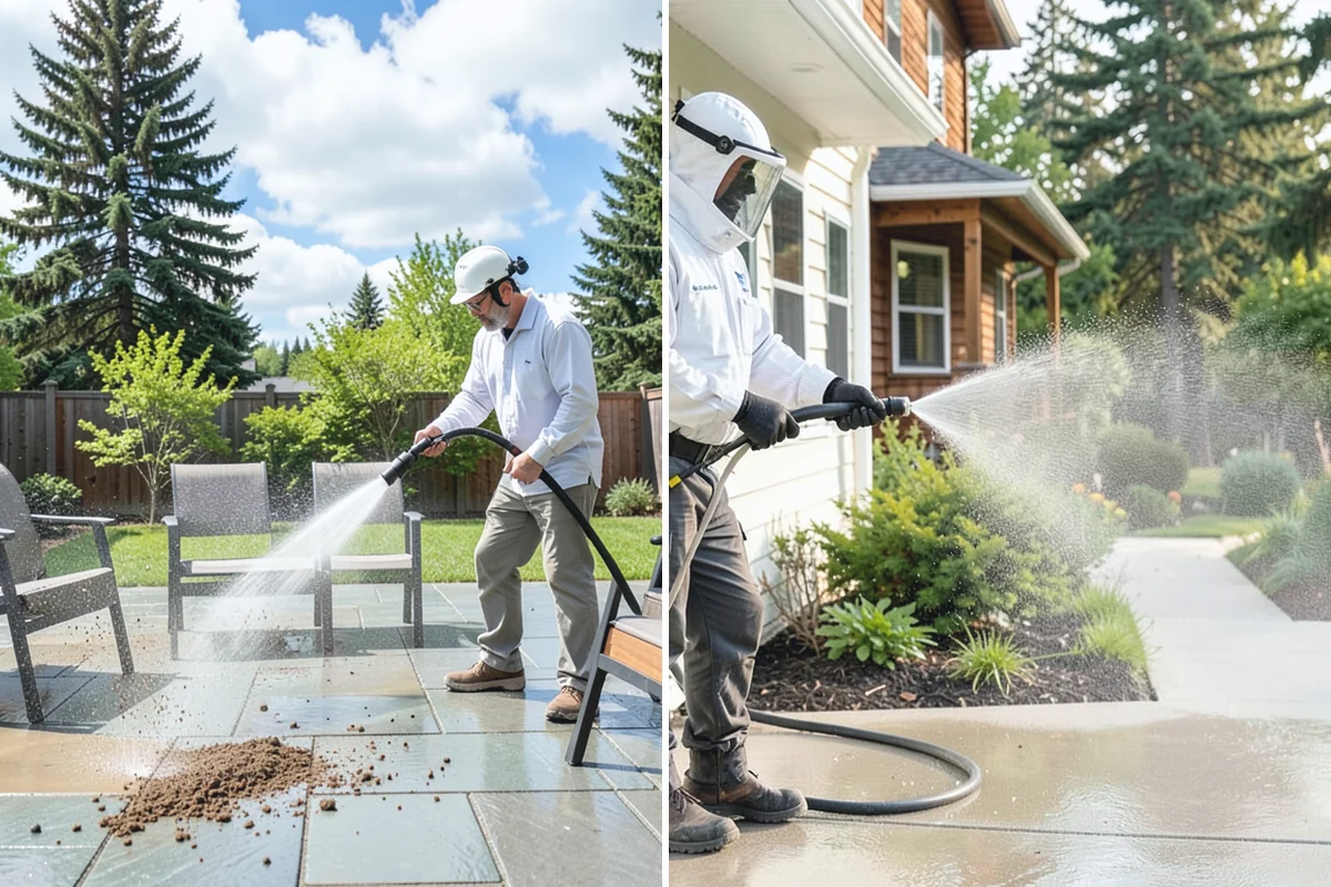 Spa Surround Cleaning in Gold Bar, Snohomish County, WA - Clear furniture and planters from the spa surround