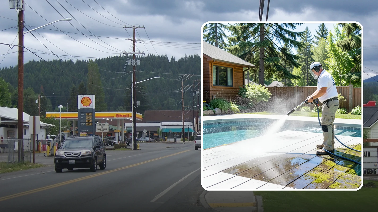 Spa Surround Cleaning in Granite Falls, Snohomish County, WA - We clean the decking and hardscape surrounding your spa to remove the moss and algae that make wet feet a slipping risk.