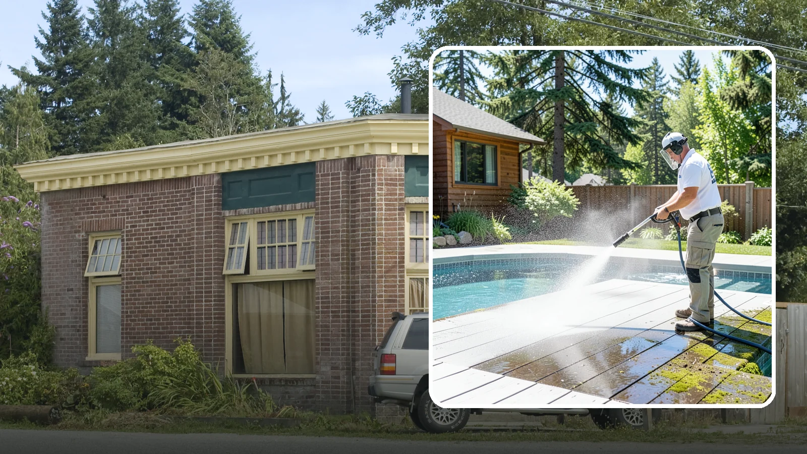 Spa Surround Cleaning in Hamilton, Skagit County, WA - We clean the decking and hardscape surrounding your spa to remove the moss and algae that make wet feet a slipping risk.