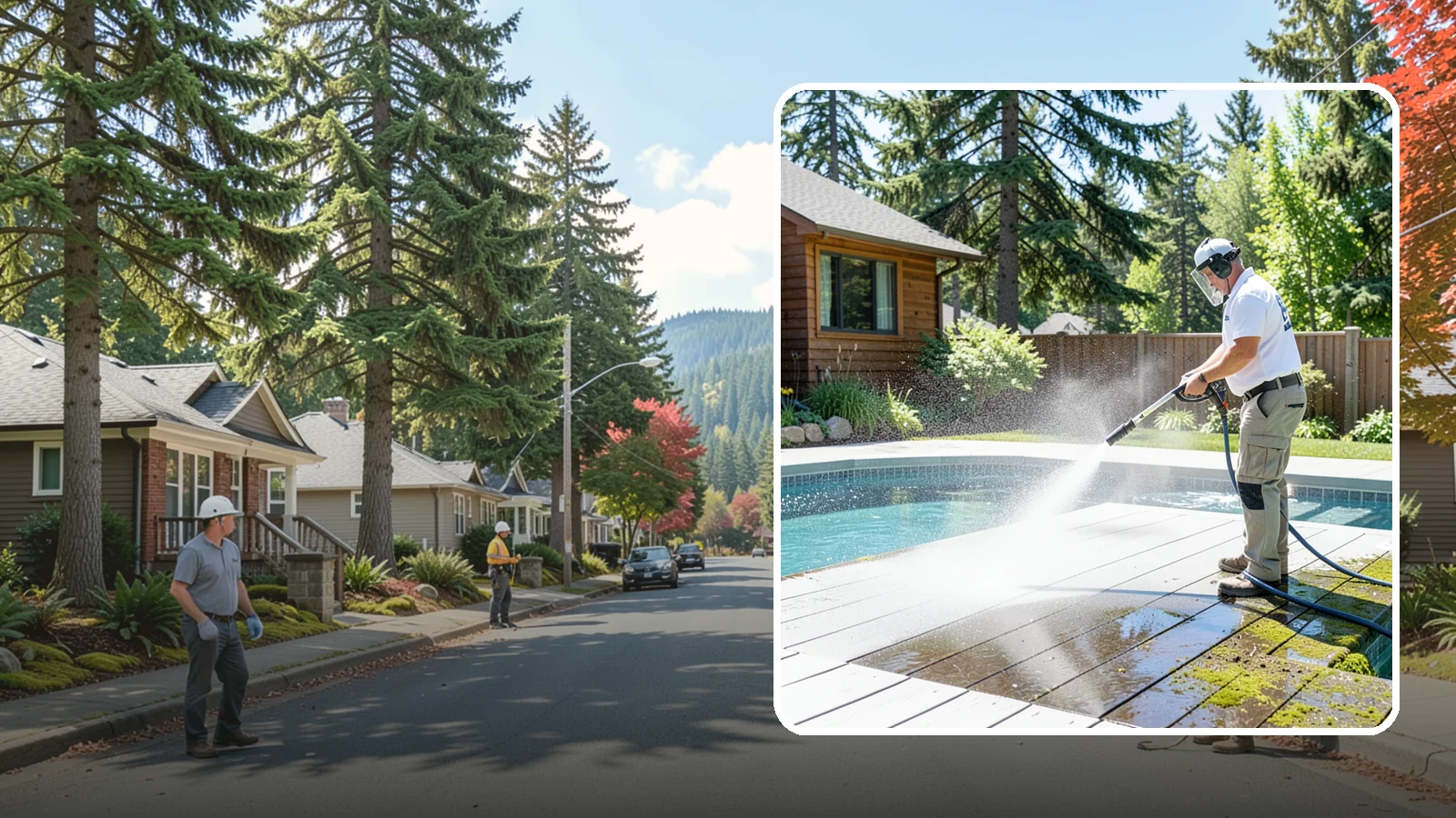 Spa Surround Cleaning in Hunts Point, King County, WA - We clean the decking and hardscape surrounding your spa to remove the moss and algae that make wet feet a slipping risk.