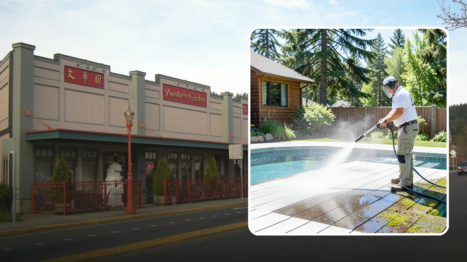 Spa Surround Cleaning in Issaquah, King County, WA - We clean the decking and hardscape surrounding your spa to remove the moss and algae that make wet feet a slipping risk.