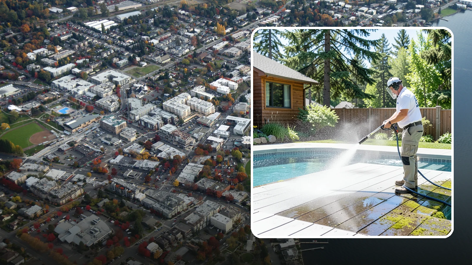 Spa Surround Cleaning in Kirkland, King County, WA - We clean the decking and hardscape surrounding your spa to remove the moss and algae that make wet feet a slipping risk.