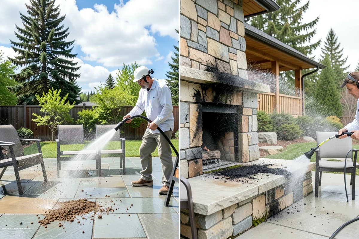 Spa Surround Cleaning in Lake Forest Park, King County, WA - Clear furniture and planters from the spa surround
