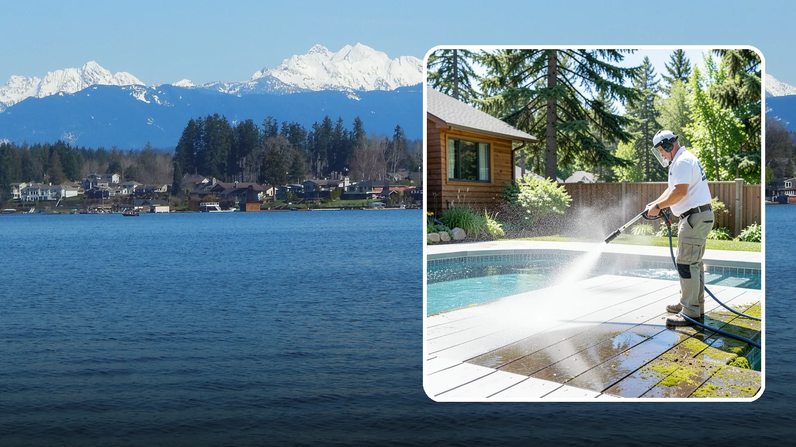 Spa Surround Cleaning in Lake Stevens, Snohomish County, WA - We clean the decking and hardscape surrounding your spa to remove the moss and algae that make wet feet a slipping risk.
