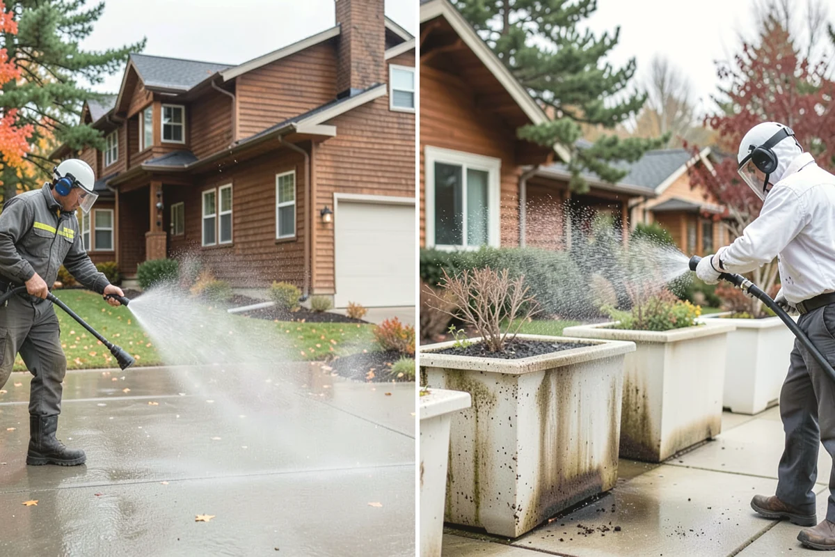 Spa Surround Cleaning in Lake Stevens, Snohomish County, WA - Clear furniture and planters from the spa surround
