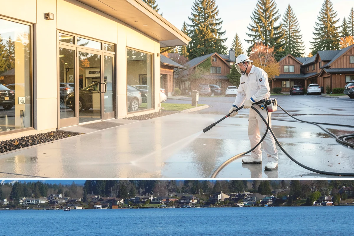 Spa Surround Cleaning in Lake Stevens, Snohomish County, WA - Late spring cleaning sets up a safer, cleaner surround right as spa use picks up in warmer weather.