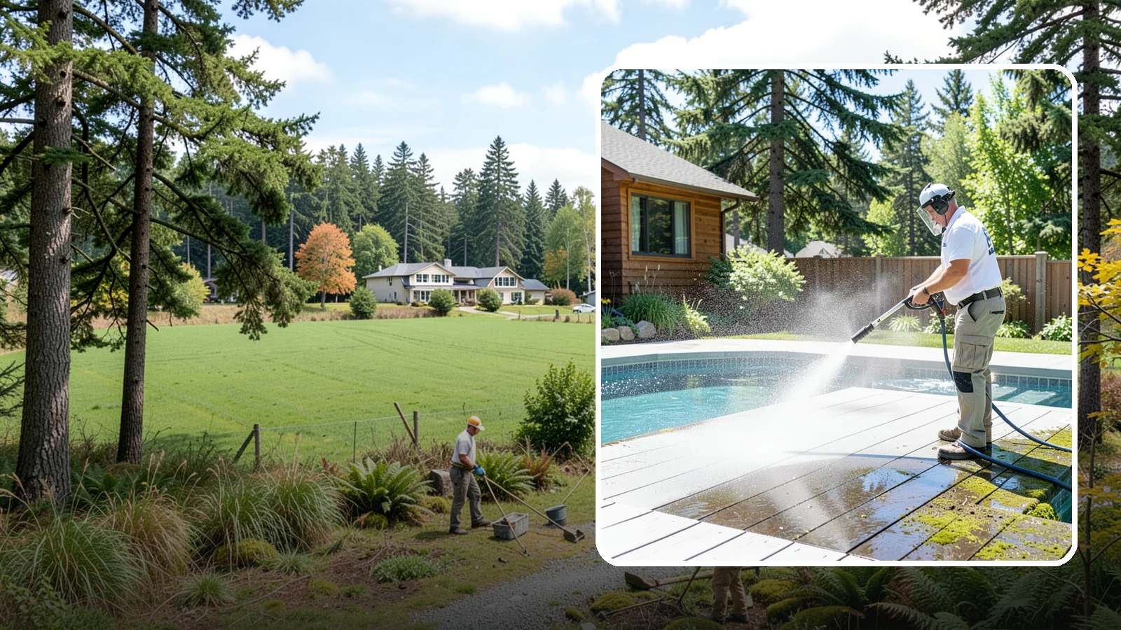 Spa Surround Cleaning in Lyman, Skagit County, WA - We clean the decking and hardscape surrounding your spa to remove the moss and algae that make wet feet a slipping risk.