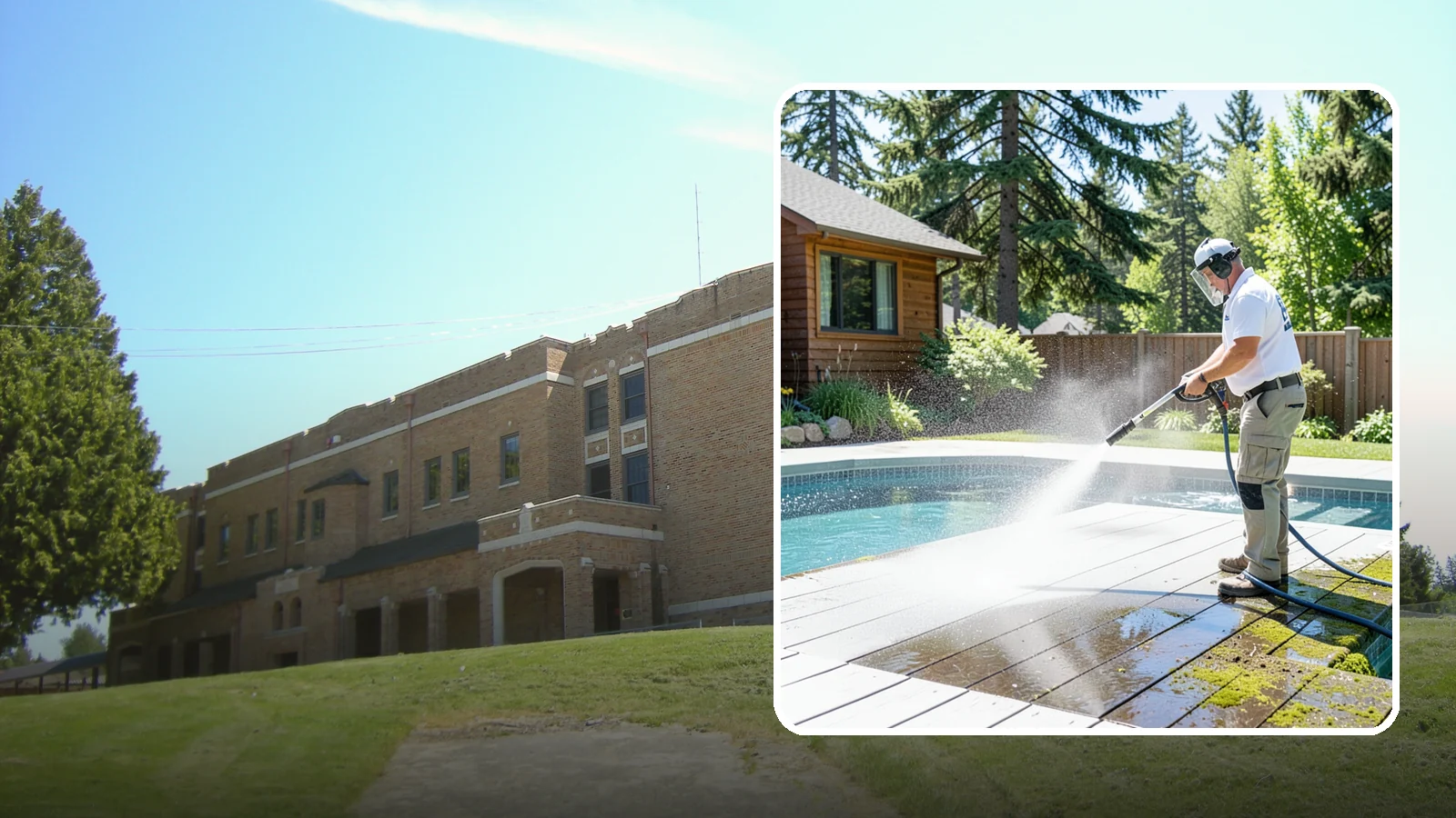 Spa Surround Cleaning in Maple Valley, King County, WA - We clean the decking and hardscape surrounding your spa to remove the moss and algae that make wet feet a slipping risk.