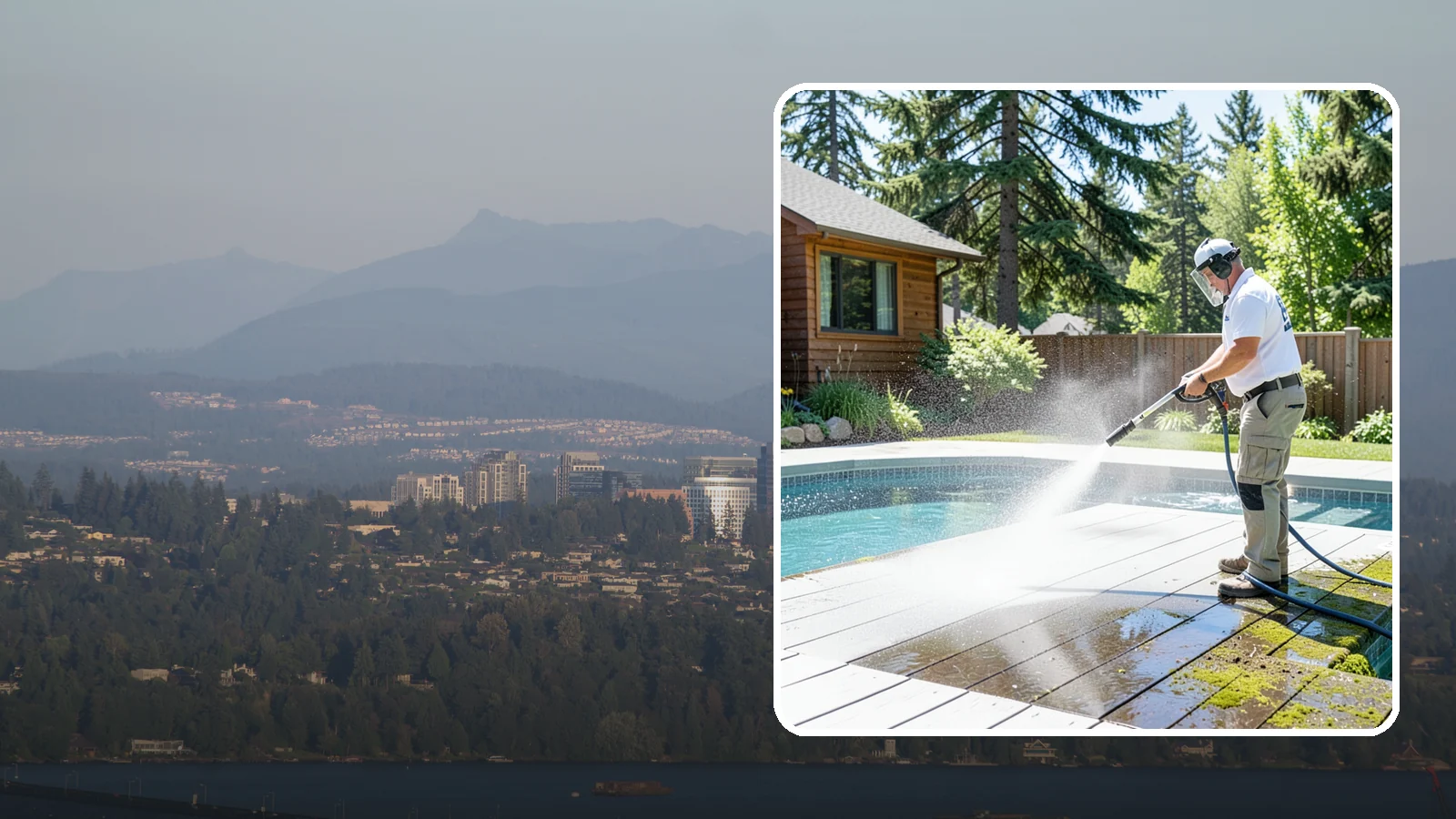 Spa Surround Cleaning in Medina, King County, WA - We clean the decking and hardscape surrounding your spa to remove the moss and algae that make wet feet a slipping risk.