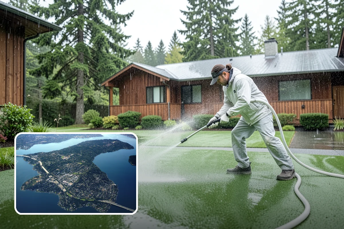 Spa Surround Cleaning in Mercer Island, King County, WA - Kills moss and algae at the root for longer-lasting results