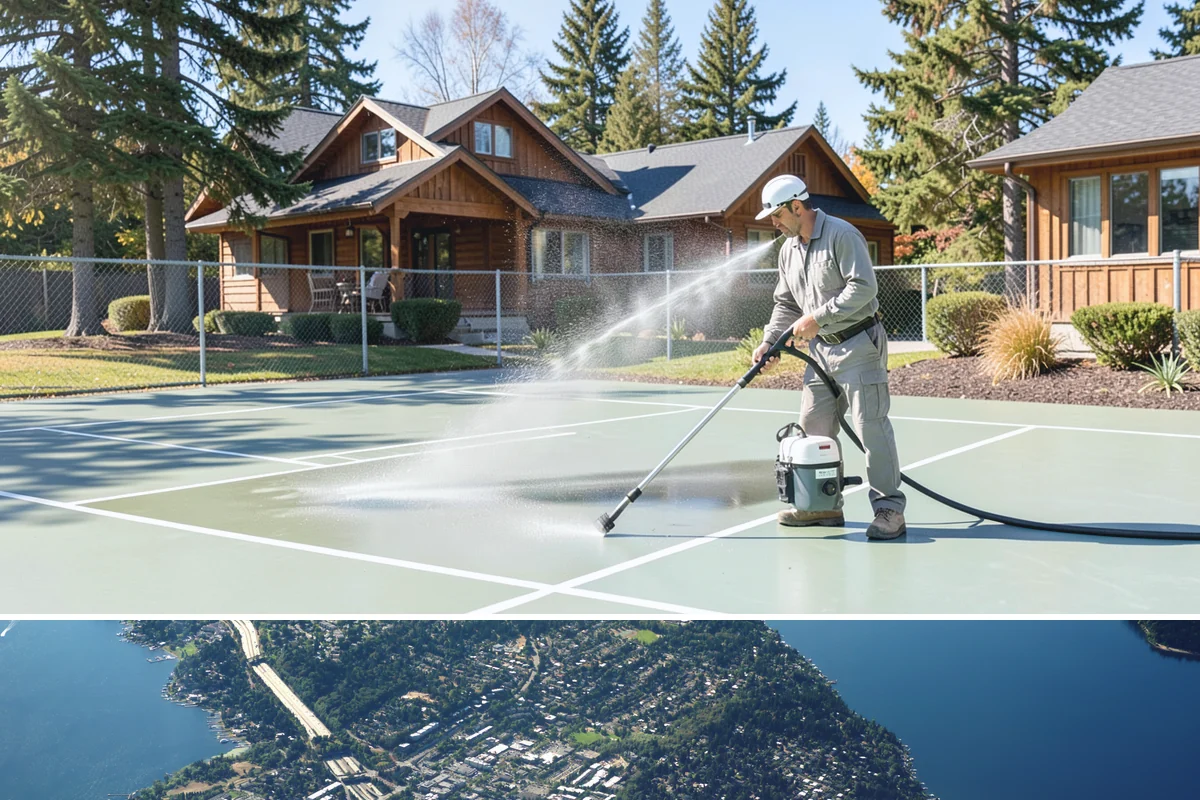 Spa Surround Cleaning in Mercer Island, King County, WA - Late spring cleaning sets up a safer, cleaner surround right as spa use picks up in warmer weather.