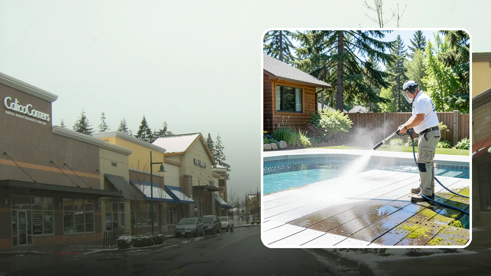 Spa Surround Cleaning in Mill Creek, Snohomish County, WA - We clean the decking and hardscape surrounding your spa to remove the moss and algae that make wet feet a slipping risk.