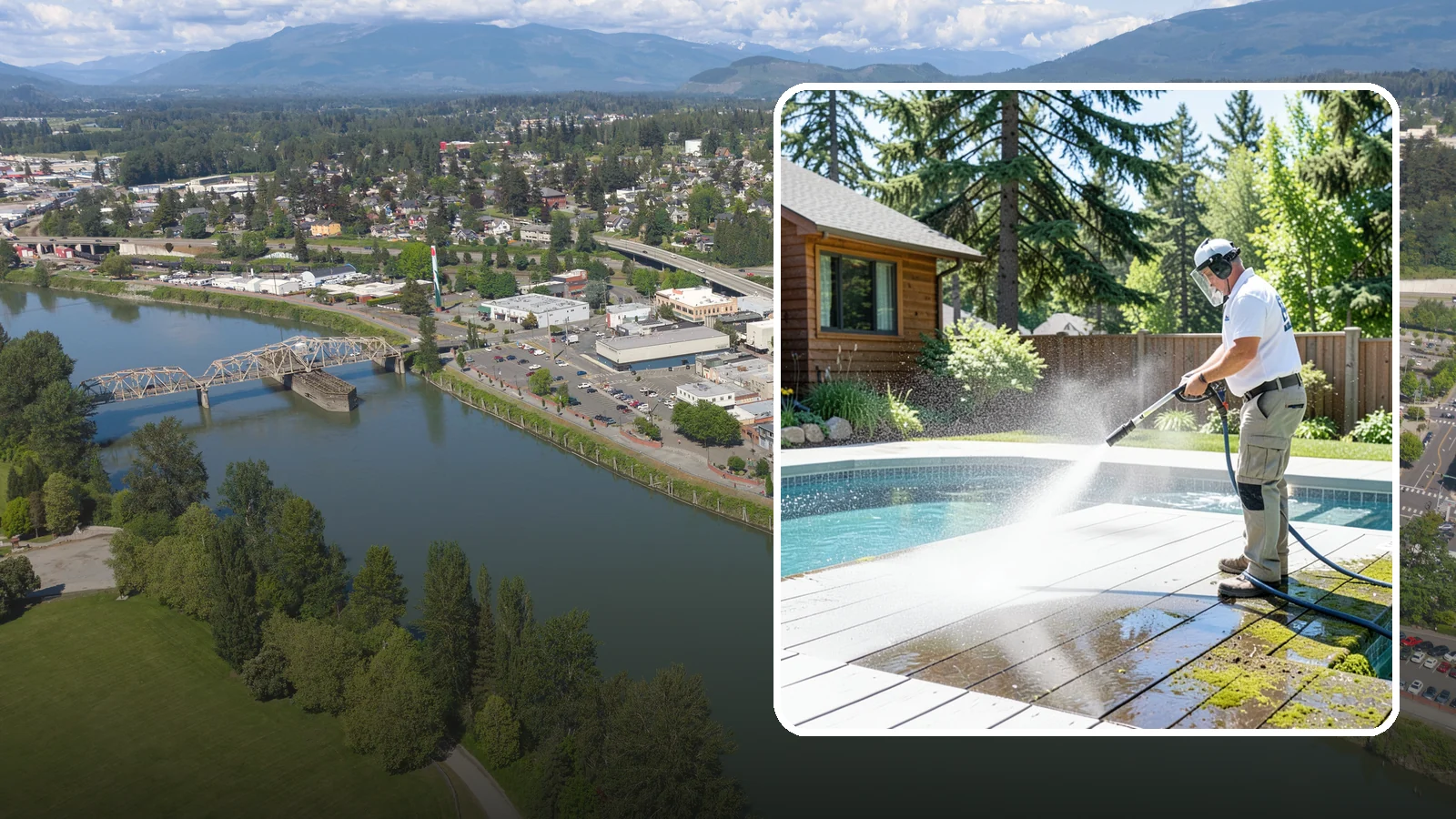 Spa Surround Cleaning in Mount Vernon, Skagit County, WA - We clean the decking and hardscape surrounding your spa to remove the moss and algae that make wet feet a slipping risk.