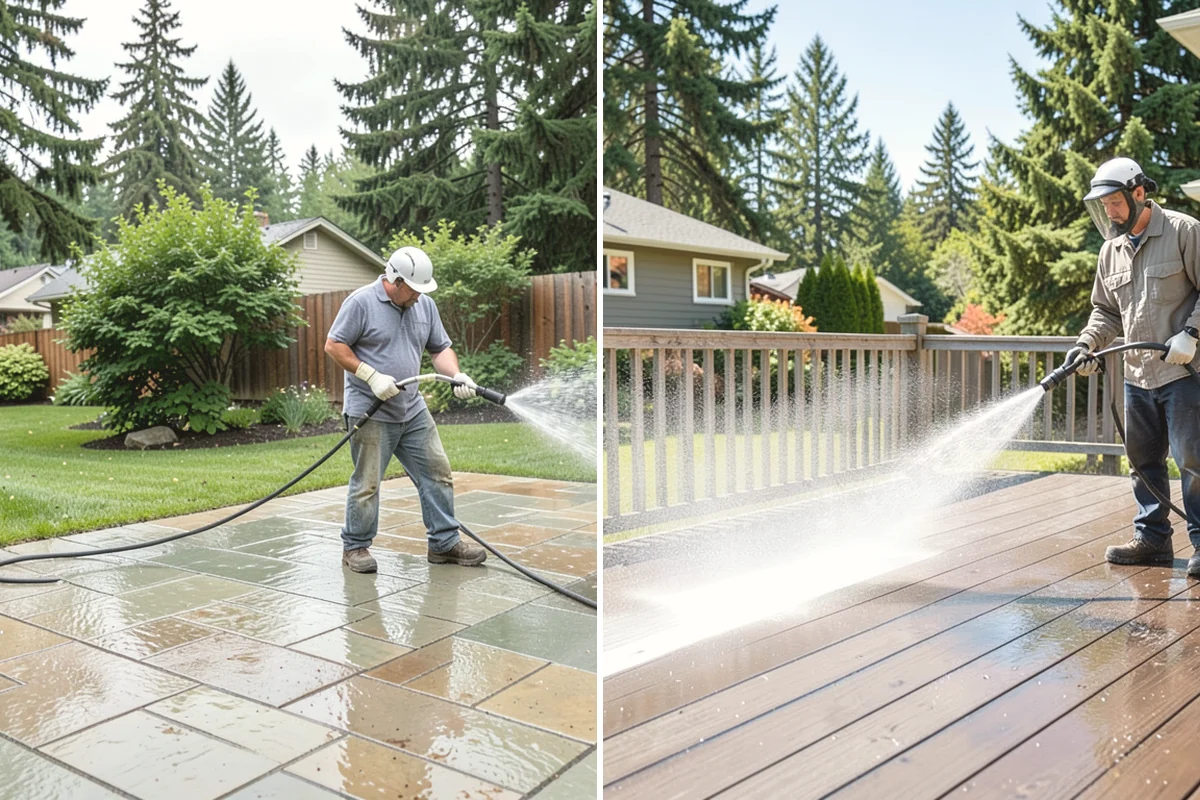 Spa Surround Cleaning in Mukilteo, Snohomish County, WA - Clear furniture and planters from the spa surround