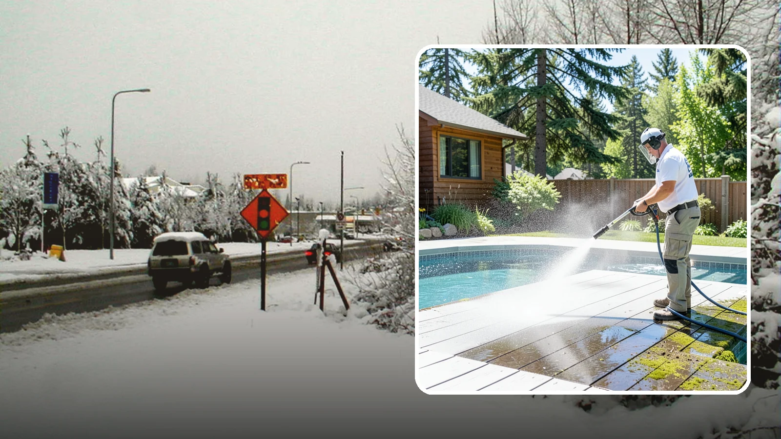 Spa Surround Cleaning in Newcastle, King County, WA - We clean the decking and hardscape surrounding your spa to remove the moss and algae that make wet feet a slipping risk.