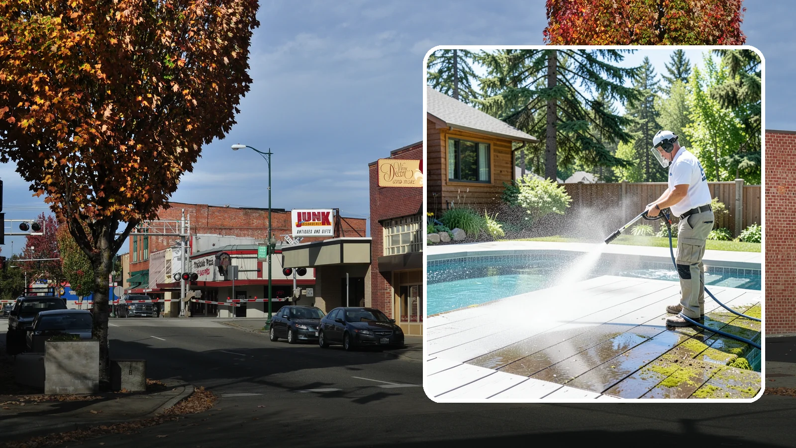 Spa Surround Cleaning in Puyallup, Pierce County, WA - We clean the decking and hardscape surrounding your spa to remove the moss and algae that make wet feet a slipping risk.