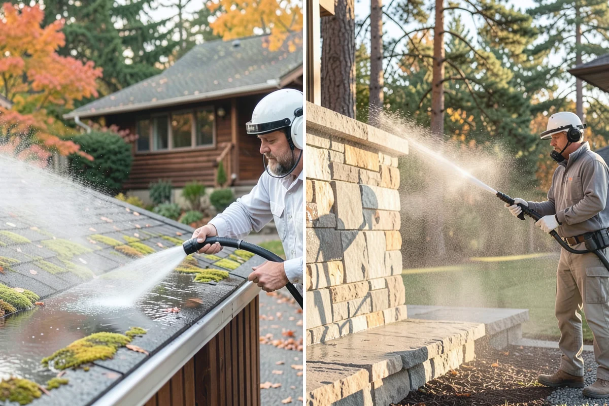 Spa Surround Cleaning in Redmond, King County, WA - Clear furniture and planters from the spa surround