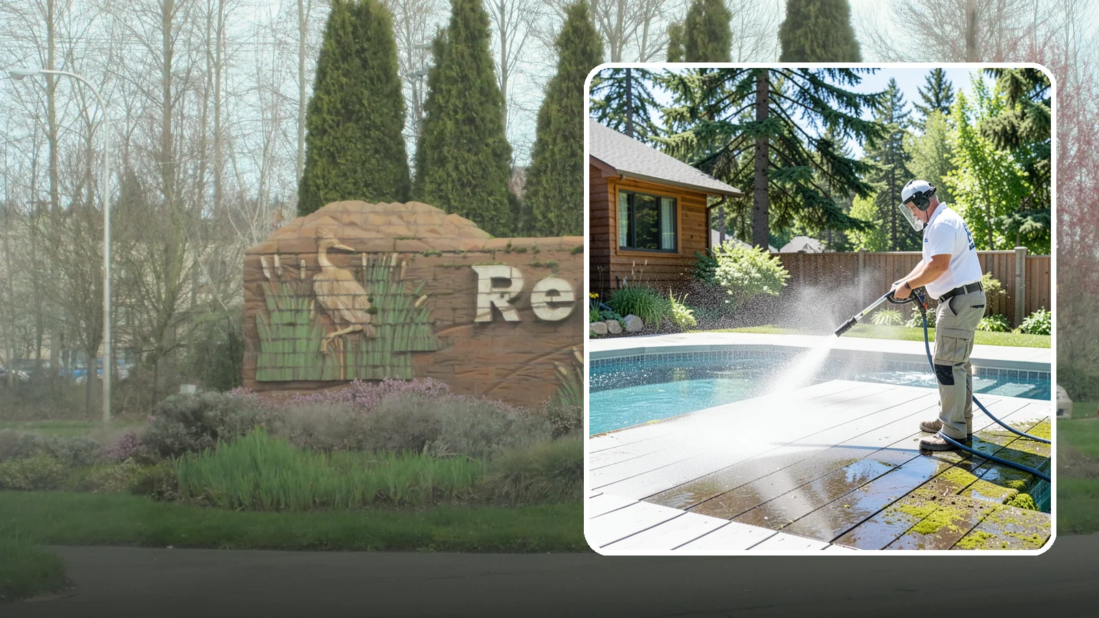 Spa Surround Cleaning in Renton, King County, WA - We clean the decking and hardscape surrounding your spa to remove the moss and algae that make wet feet a slipping risk.