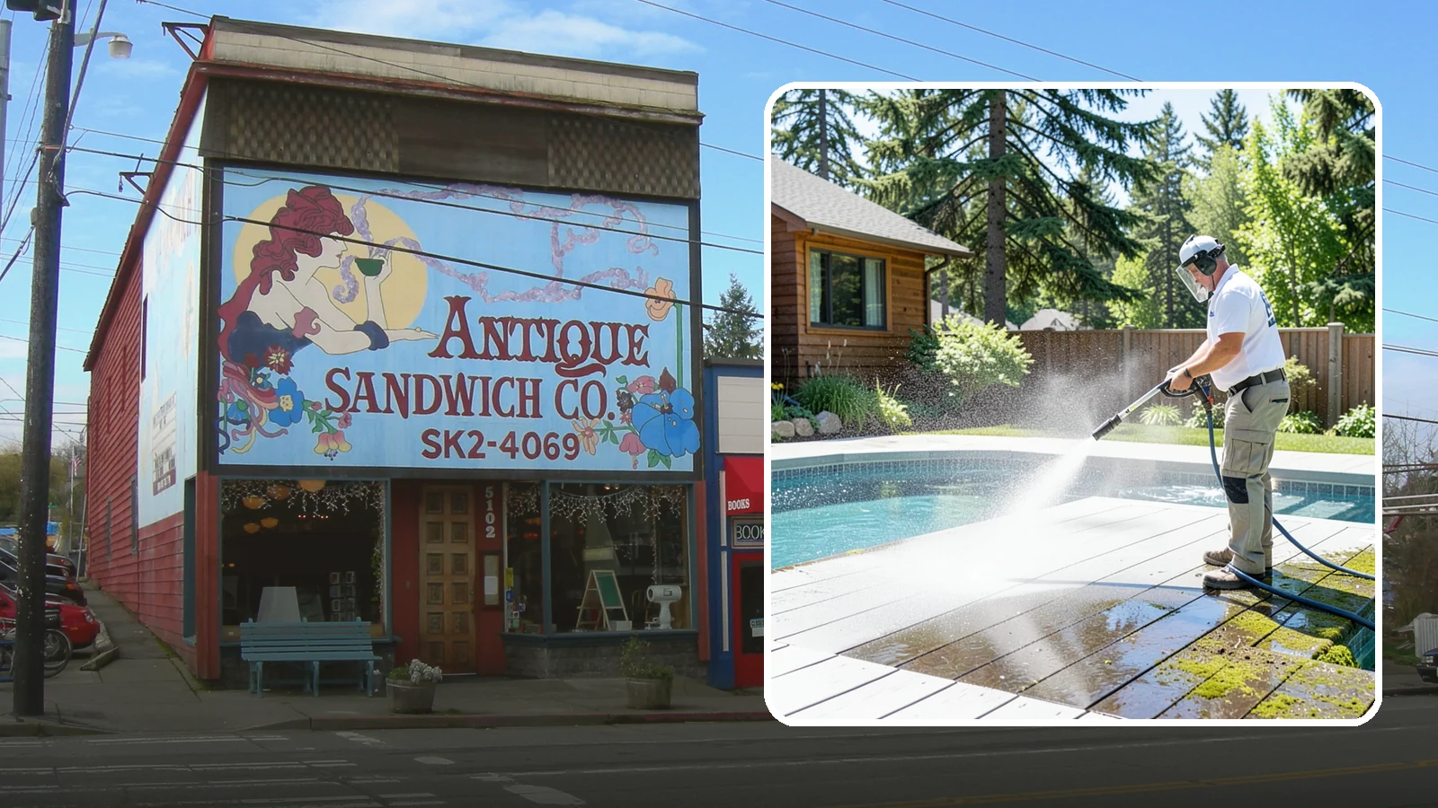 Spa Surround Cleaning in Ruston, Pierce County, WA - We clean the decking and hardscape surrounding your spa to remove the moss and algae that make wet feet a slipping risk.