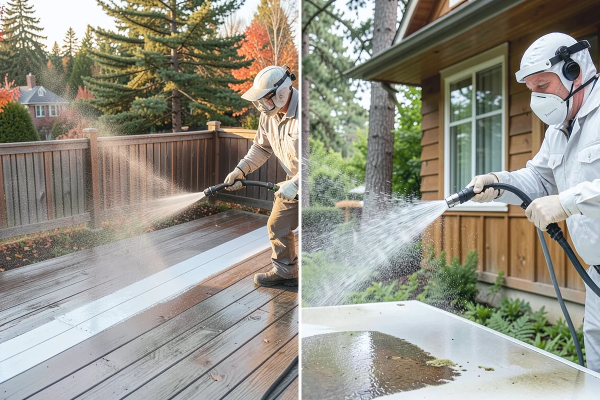 Spa Surround Cleaning in Wilkeson, Pierce County, WA - Clear furniture and planters from the spa surround