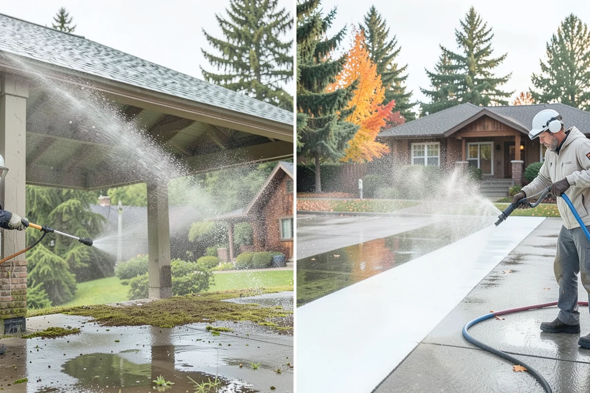 Spa Surround Cleaning in Woodinville, King County, WA - Clear furniture and planters from the spa surround
