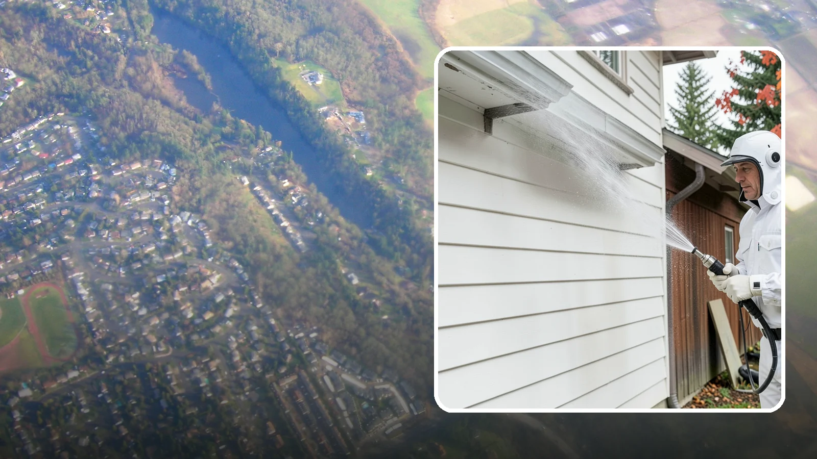 Spring Exterior Cleaning in Algona, King County, WA - A spring exterior cleaning clears away the green film and grime that build up on Washington homes through the long, wet...