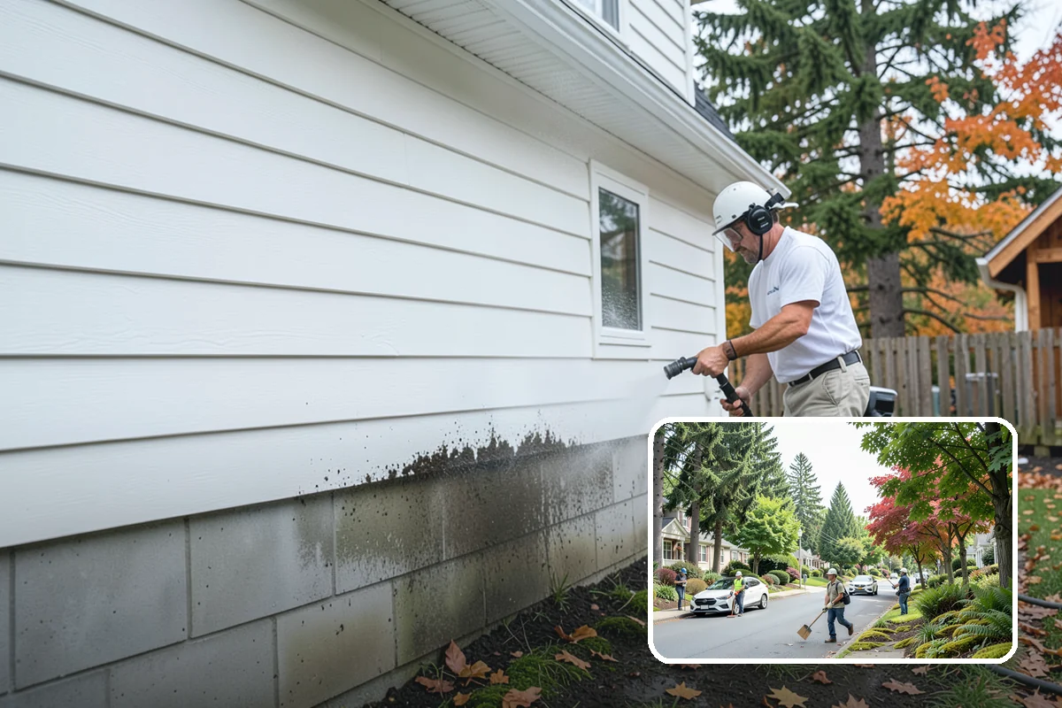 Spring Exterior Cleaning in Beaux Arts Village, King County, WA - Removes the algae and pollen that accumulate over a soggy Washington winter