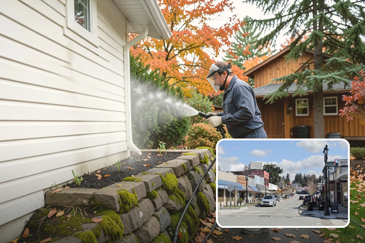 Spring Exterior Cleaning in Bothell, King County, WA - Removes the algae and pollen that accumulate over a soggy Washington winter