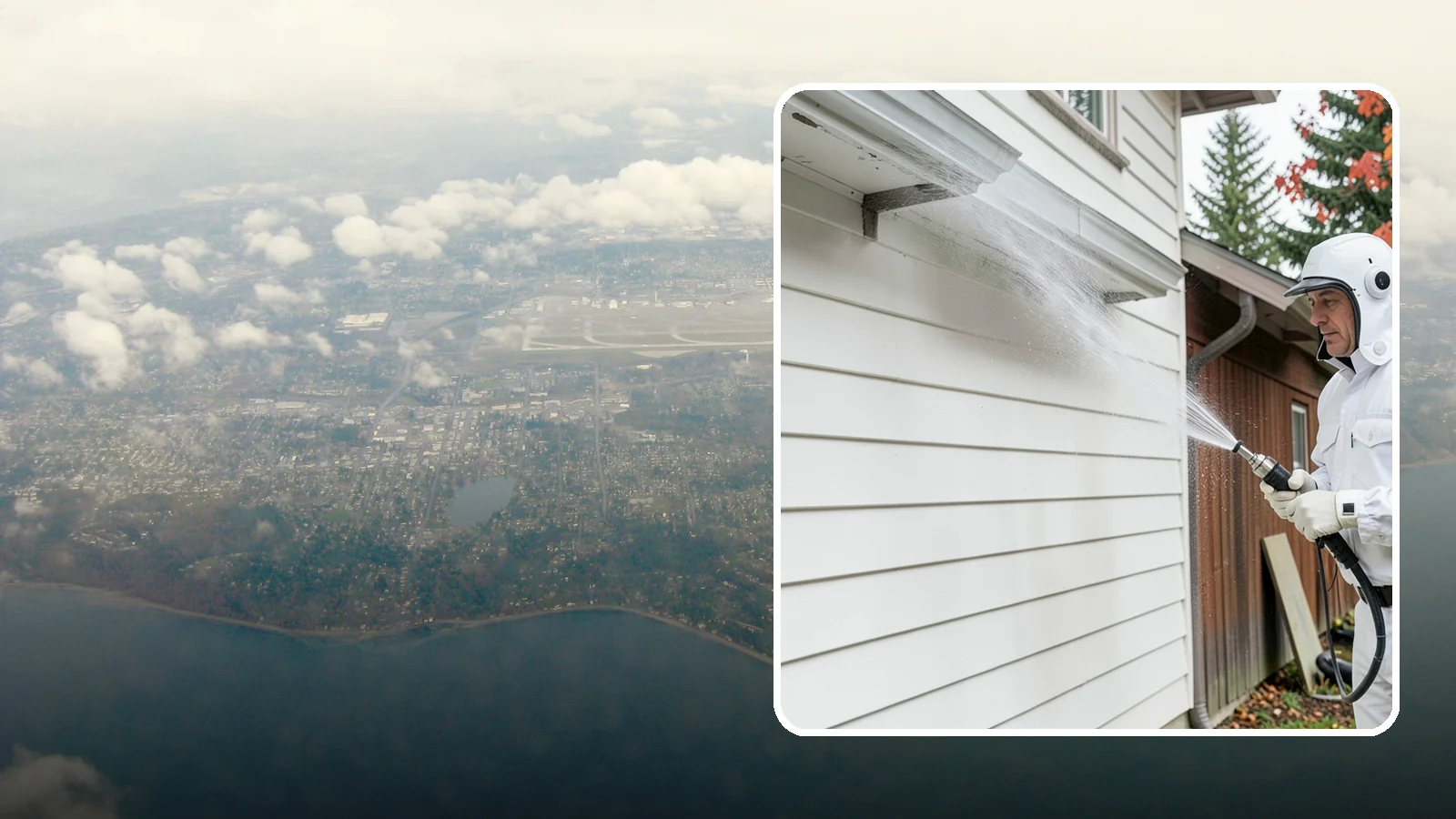 Spring Exterior Cleaning in Burien, King County, WA - A spring exterior cleaning clears away the green film and grime that build up on Washington homes through the long, wet...