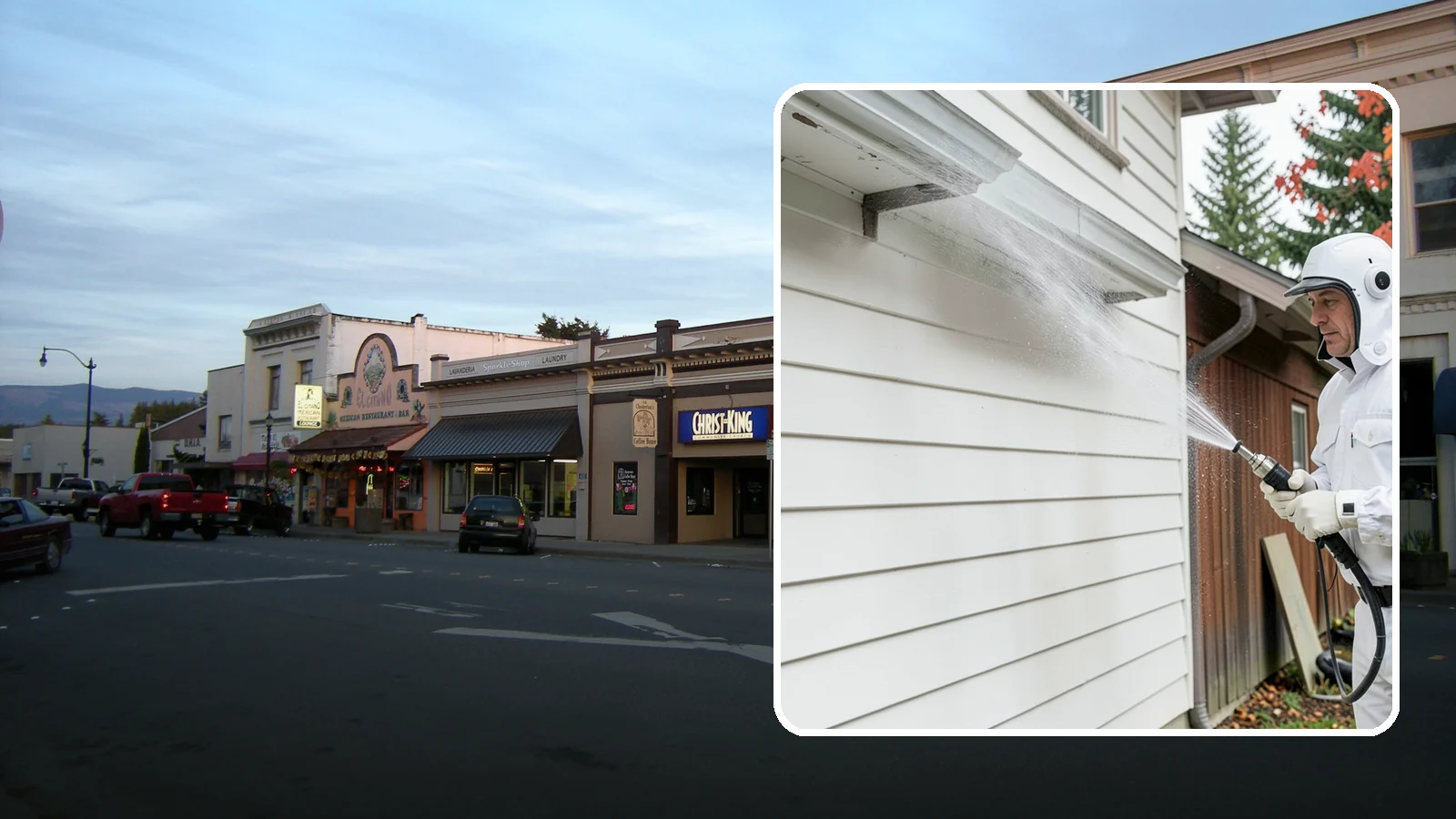 Spring Exterior Cleaning in Burlington, Skagit County, WA - A spring exterior cleaning clears away the green film and grime that build up on Washington homes through the long, wet...