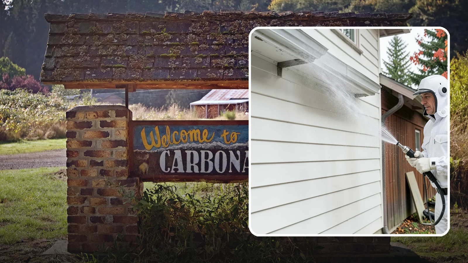 Spring Exterior Cleaning in Carbonado, Pierce County, WA - A spring exterior cleaning clears away the green film and grime that build up on Washington homes through the long, wet...