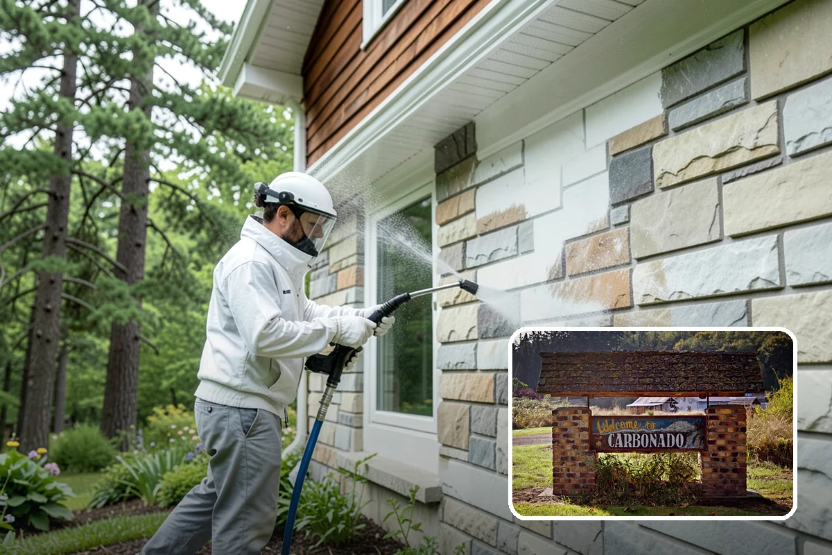 Spring Exterior Cleaning in Carbonado, Pierce County, WA - Removes the algae and pollen that accumulate over a soggy Washington winter