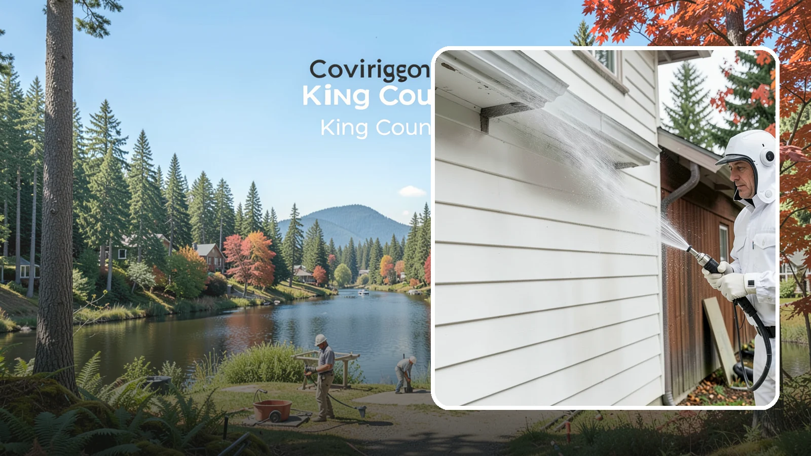 Spring Exterior Cleaning in Covington, King County, WA - A spring exterior cleaning clears away the green film and grime that build up on Washington homes through the long, wet...