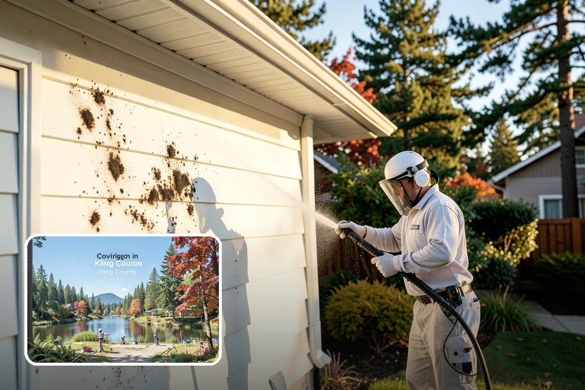 Spring Exterior Cleaning in Covington, King County, WA - Removes the algae and pollen that accumulate over a soggy Washington winter