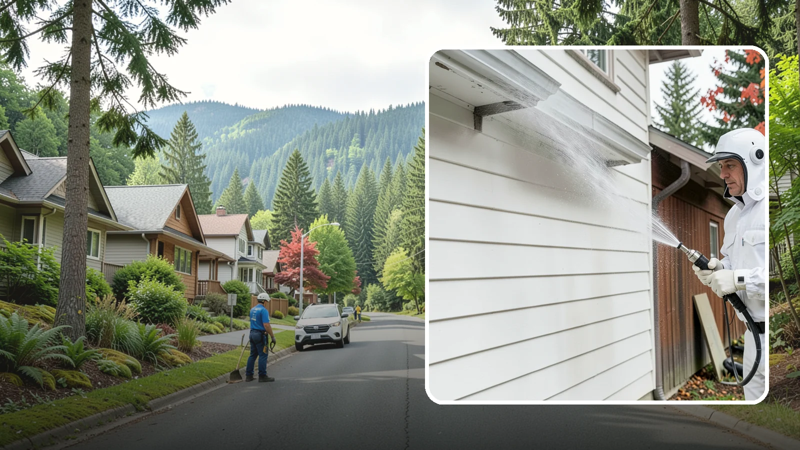 Spring Exterior Cleaning in Darrington, Snohomish County, WA - A spring exterior cleaning clears away the green film and grime that build up on Washington homes through the long, wet...
