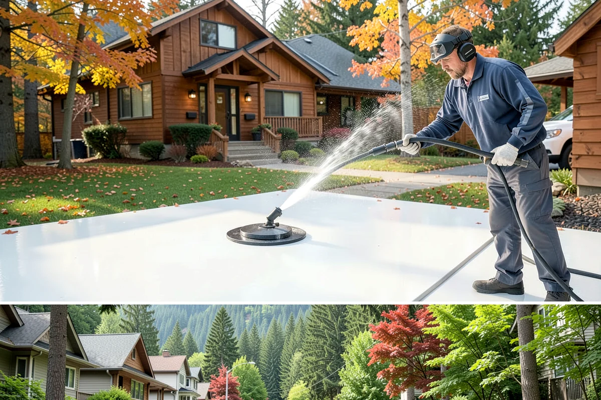 Spring Exterior Cleaning in Darrington, Snohomish County, WA - Late March through May is ideal, once the heavy rains ease but before summer sun locks winter growth into the surface.