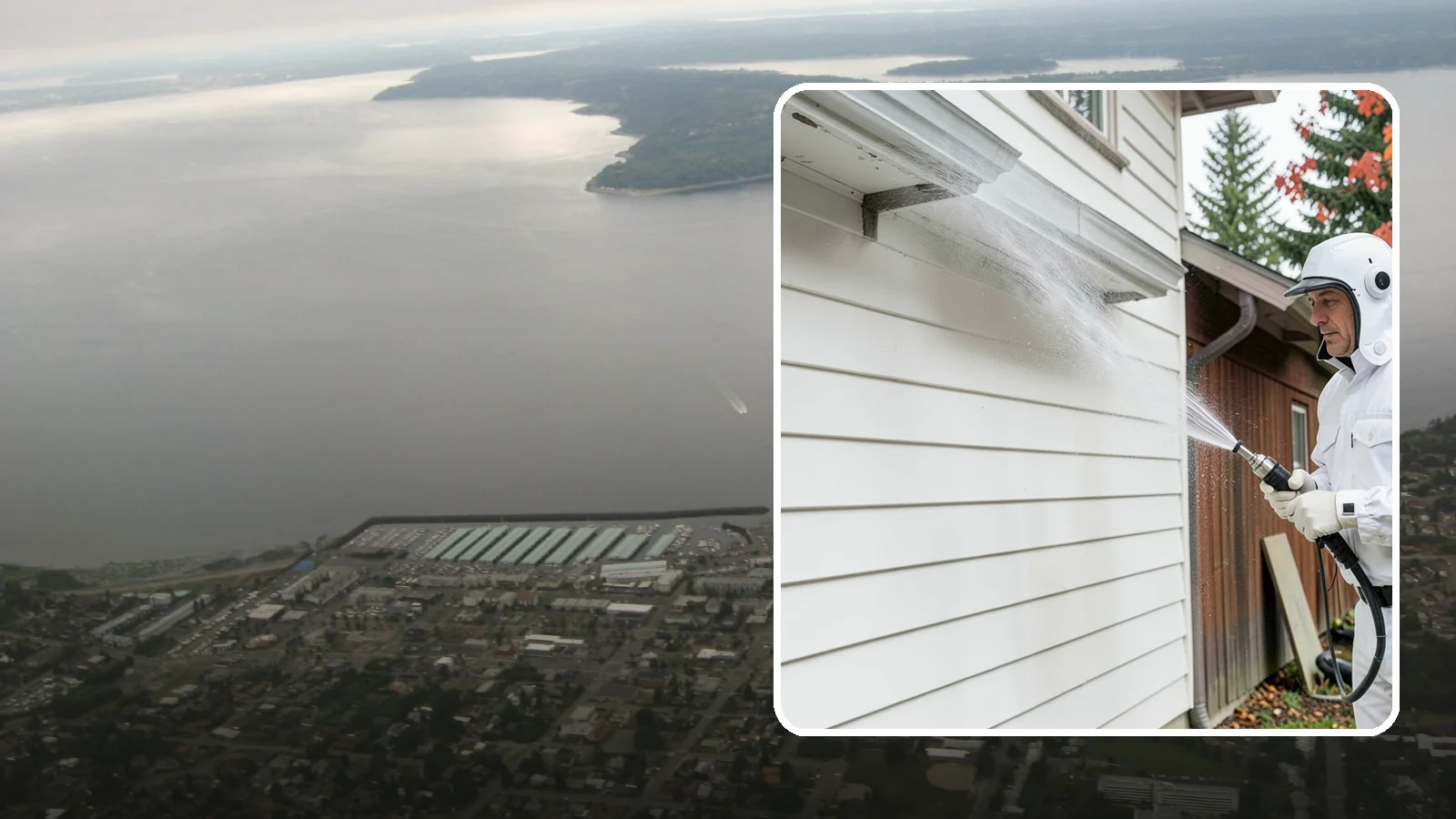 Spring Exterior Cleaning in Des Moines, King County, WA - A spring exterior cleaning clears away the green film and grime that build up on Washington homes through the long, wet...