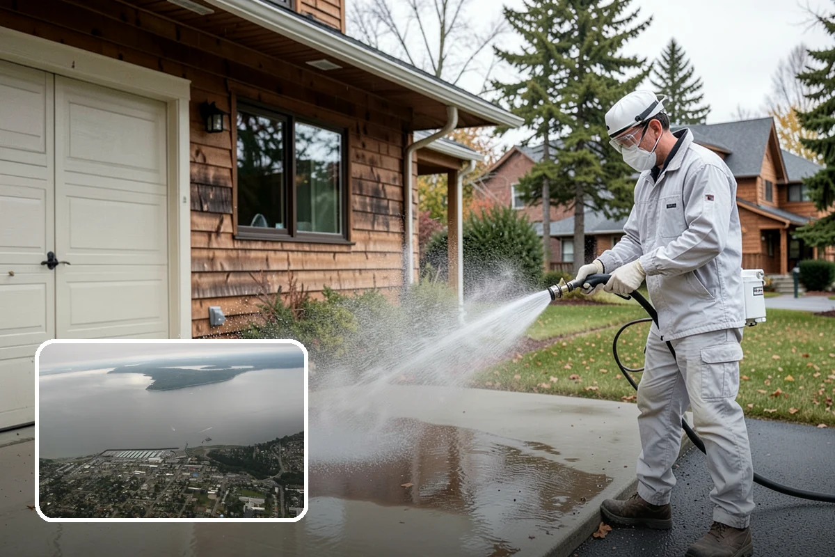 Spring Exterior Cleaning in Des Moines, King County, WA - Removes the algae and pollen that accumulate over a soggy Washington winter