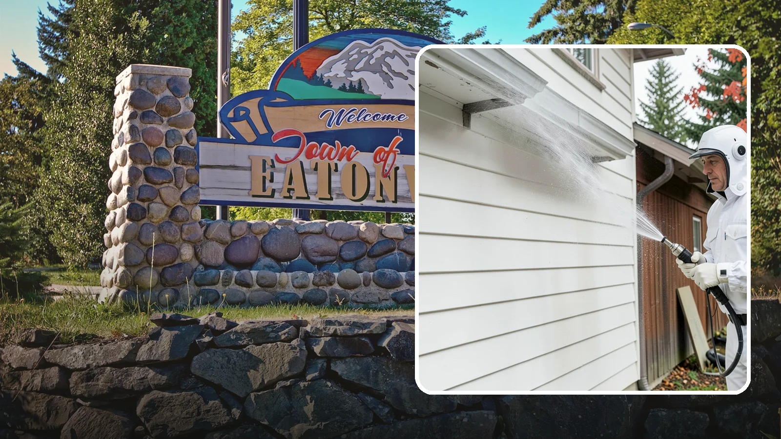 Spring Exterior Cleaning in Eatonville, Pierce County, WA - A spring exterior cleaning clears away the green film and grime that build up on Washington homes through the long, wet...