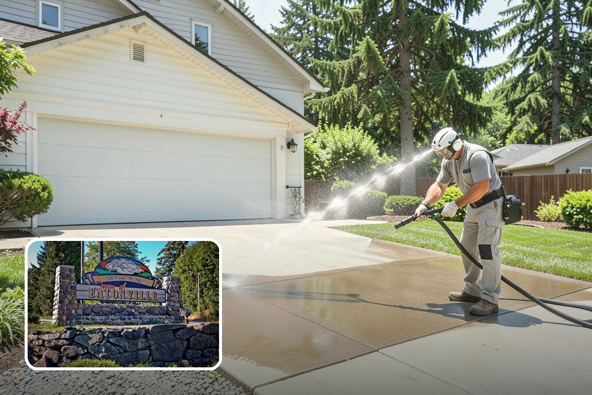 Spring Exterior Cleaning in Eatonville, Pierce County, WA - Removes the algae and pollen that accumulate over a soggy Washington winter