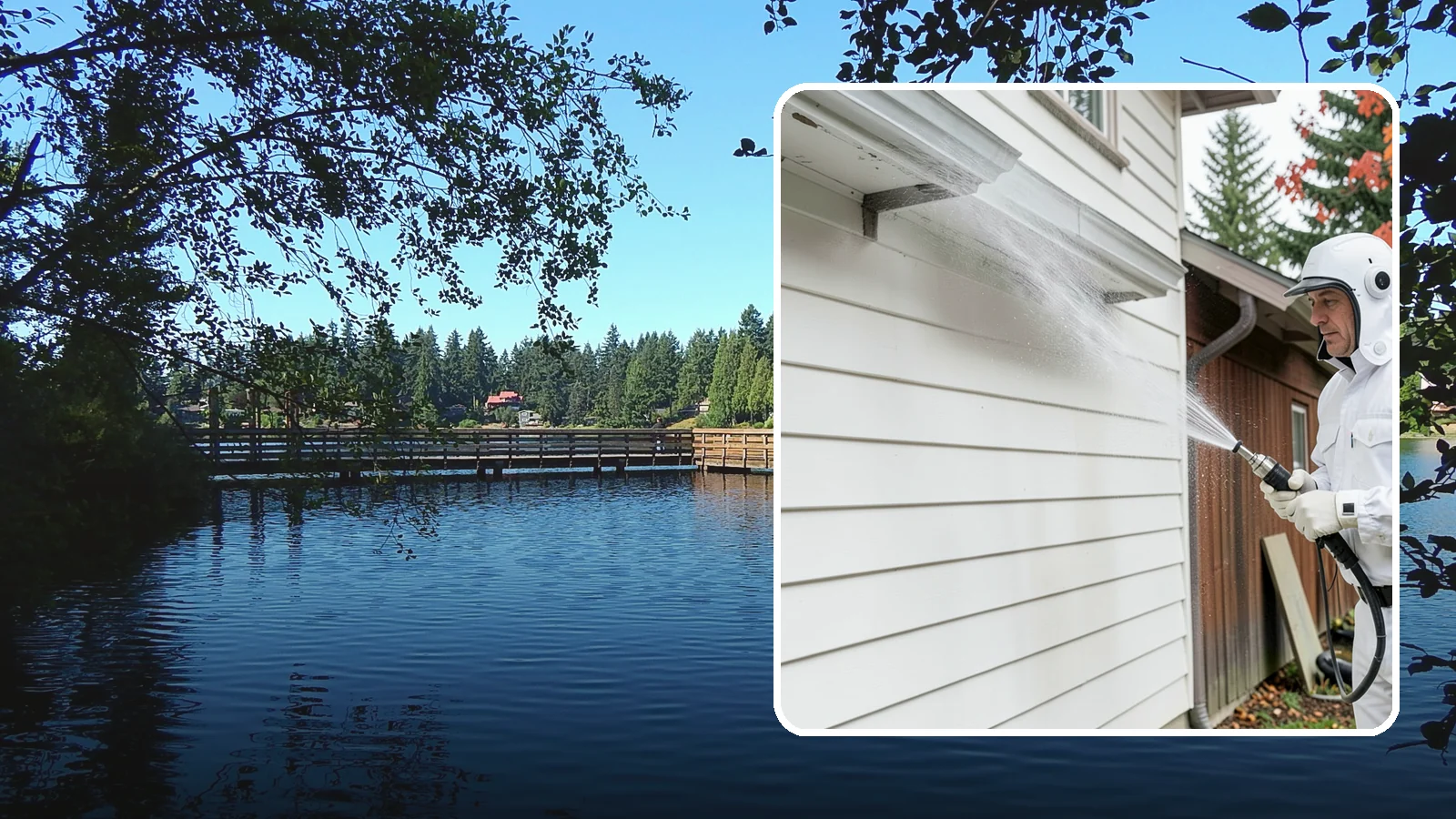 Spring Exterior Cleaning in Federal Way, King County, WA - A spring exterior cleaning clears away the green film and grime that build up on Washington homes through the long, wet...