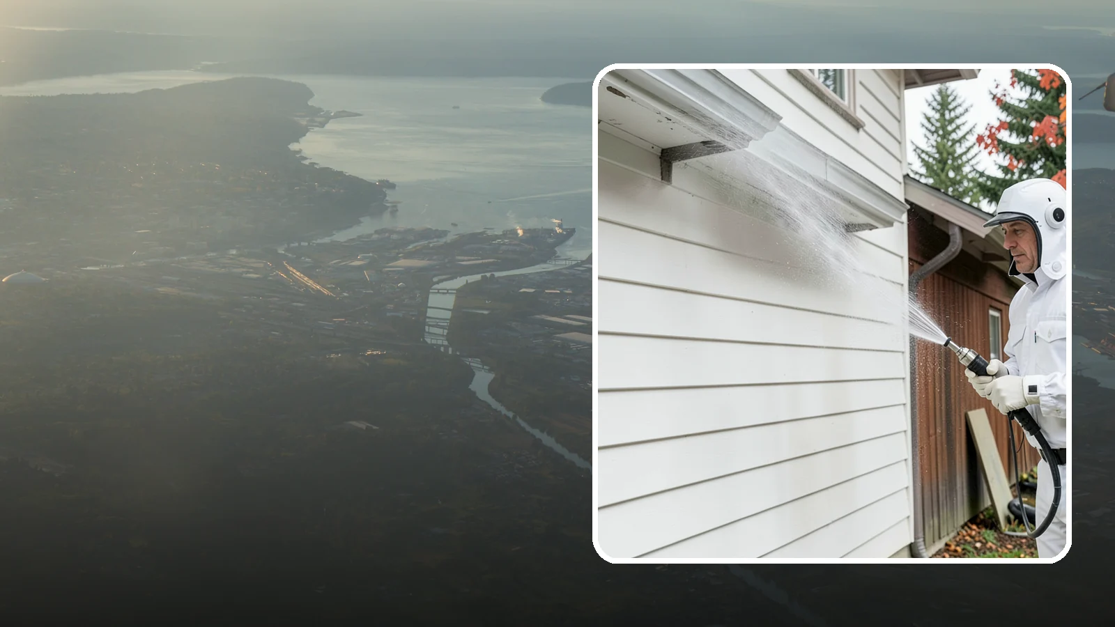 Spring Exterior Cleaning in Fife, Pierce County, WA - A spring exterior cleaning clears away the green film and grime that build up on Washington homes through the long, wet...
