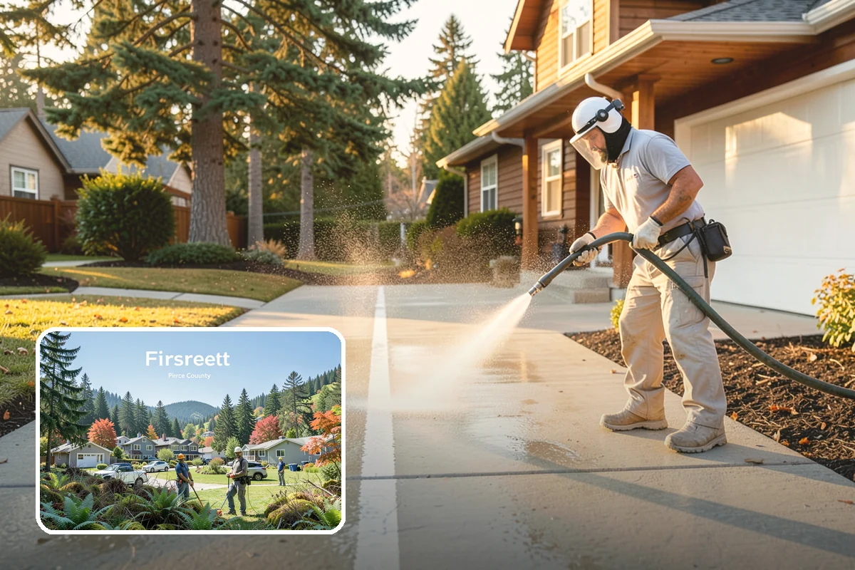 Spring Exterior Cleaning in Fircrest, Pierce County, WA - Removes the algae and pollen that accumulate over a soggy Washington winter