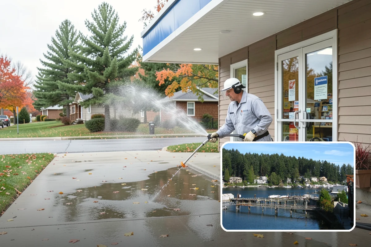 Spring Exterior Cleaning in Gig Harbor, Pierce County, WA - Removes the algae and pollen that accumulate over a soggy Washington winter
