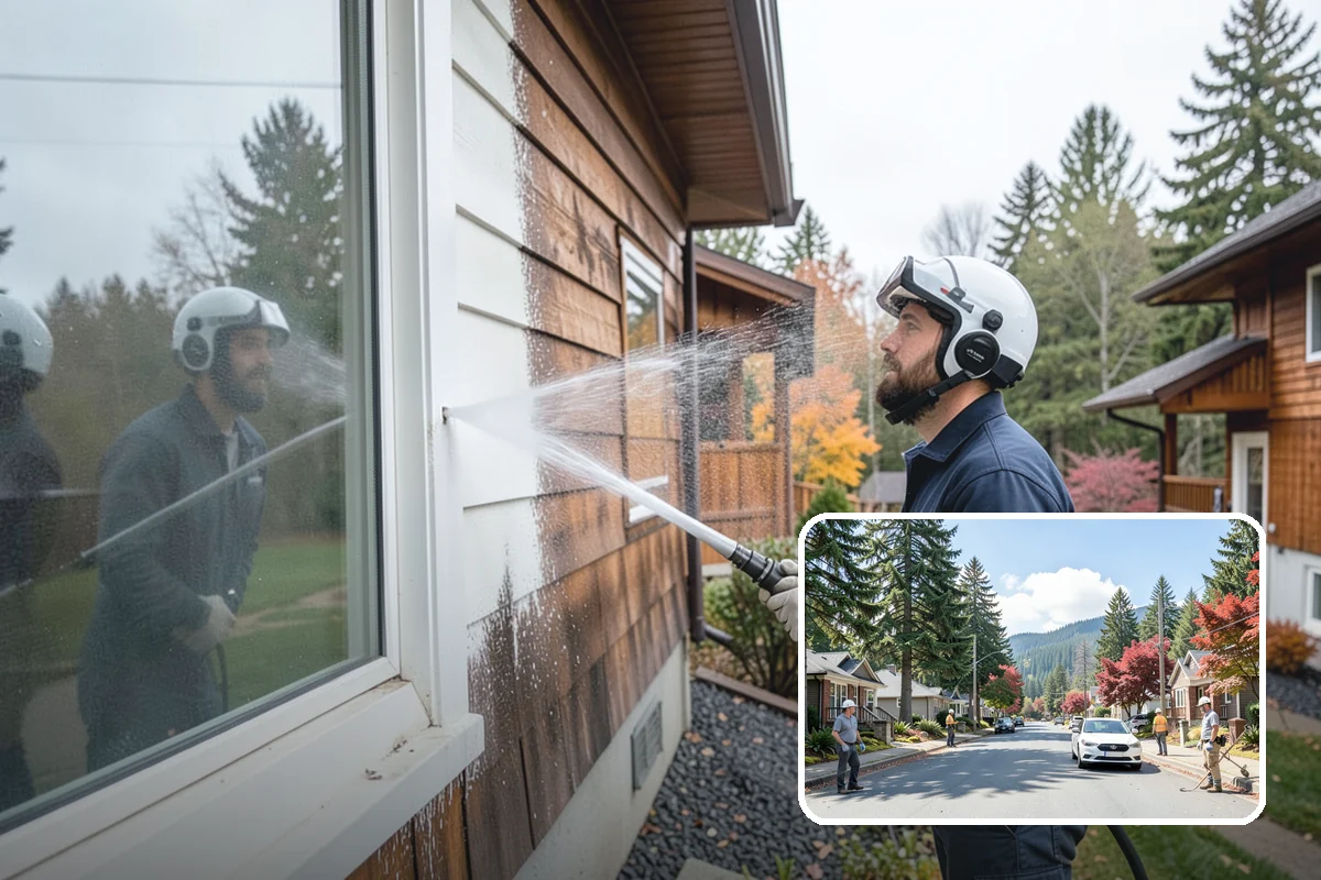 Spring Exterior Cleaning in Hunts Point, King County, WA - Removes the algae and pollen that accumulate over a soggy Washington winter
