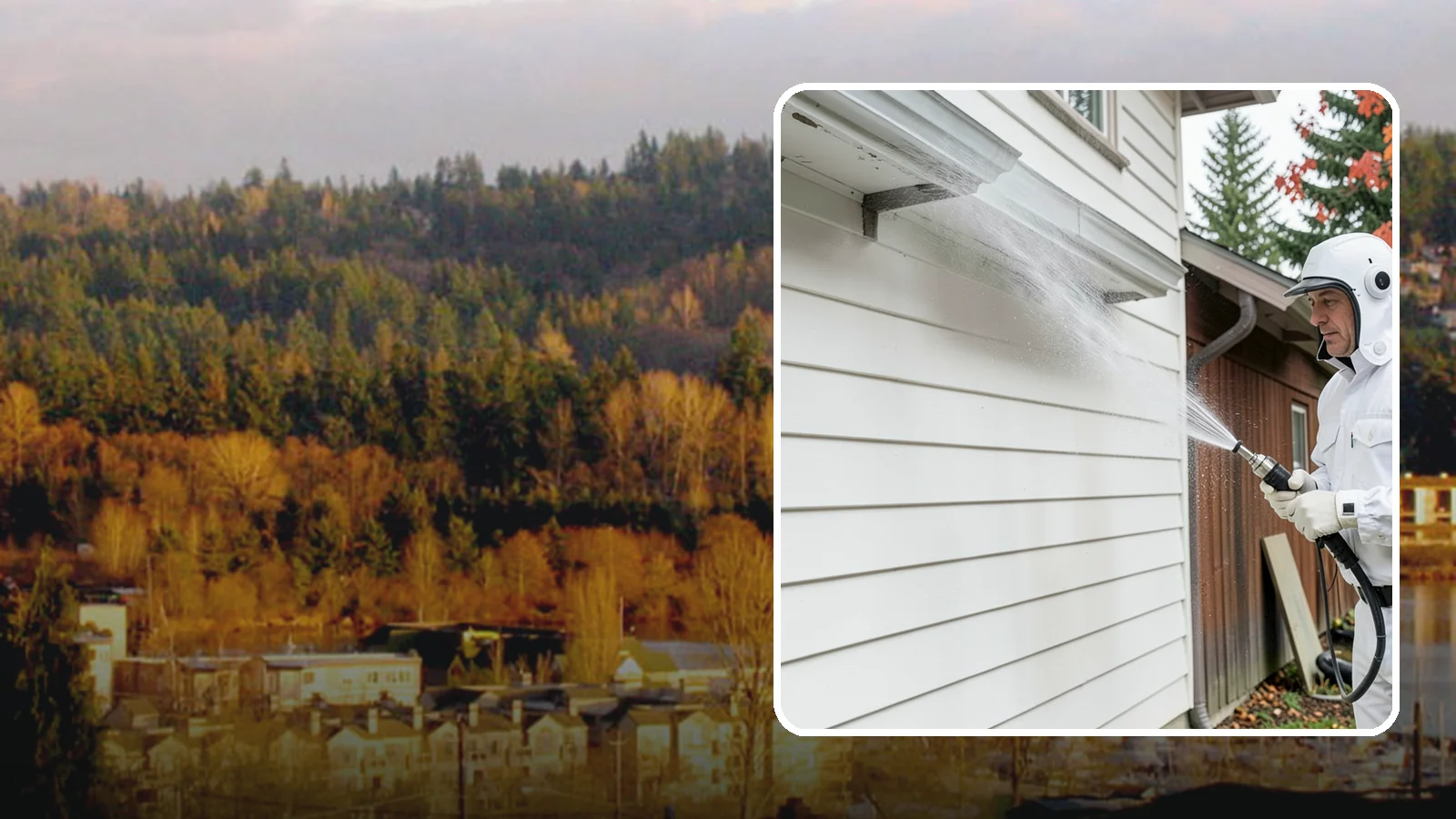 Spring Exterior Cleaning in Kenmore, King County, WA - A spring exterior cleaning clears away the green film and grime that build up on Washington homes through the long, wet...