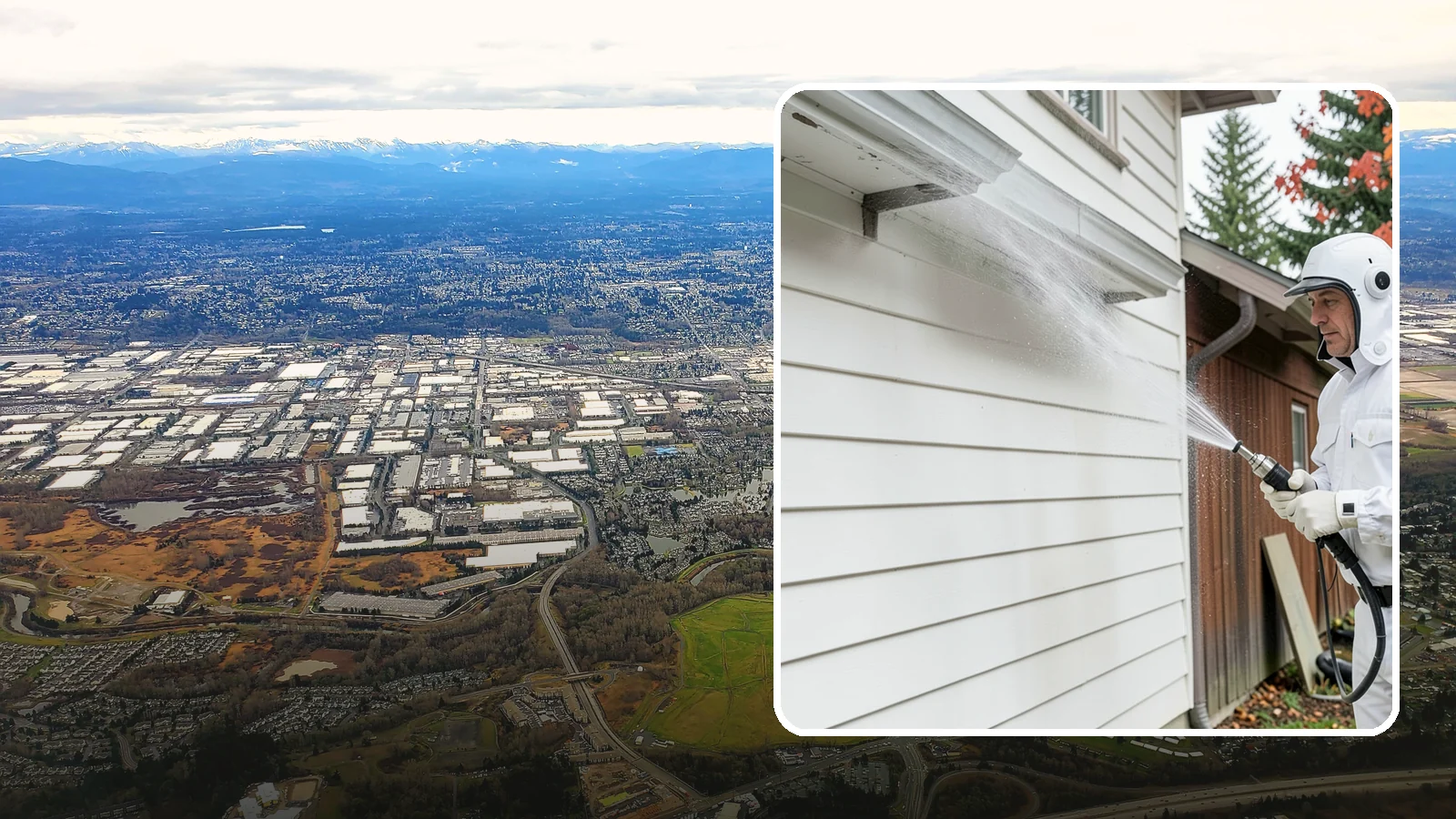 Spring Exterior Cleaning in Kent, King County, WA - A spring exterior cleaning clears away the green film and grime that build up on Washington homes through the long, wet...