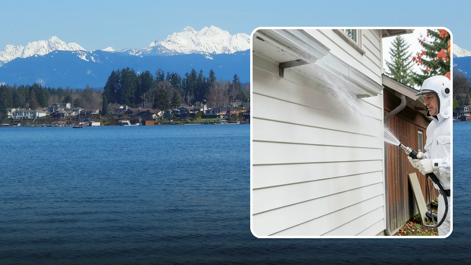 Spring Exterior Cleaning in Lake Stevens, Snohomish County, WA - A spring exterior cleaning clears away the green film and grime that build up on Washington homes through the long, wet...