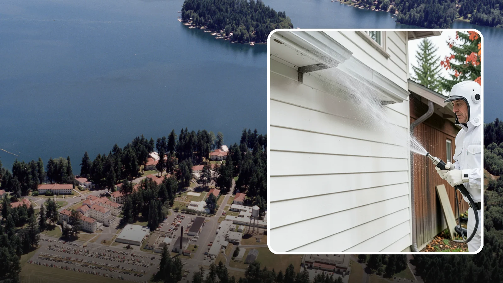 Spring Exterior Cleaning in Lakewood, Pierce County, WA - A spring exterior cleaning clears away the green film and grime that build up on Washington homes through the long, wet...