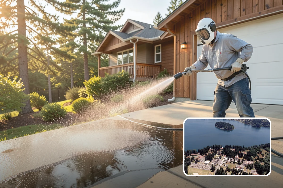 Spring Exterior Cleaning in Lakewood, Pierce County, WA - Removes the algae and pollen that accumulate over a soggy Washington winter